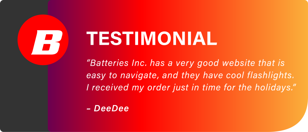 Testimonial from DeeDee | Batteries Inc. Testimonial from DeeDee