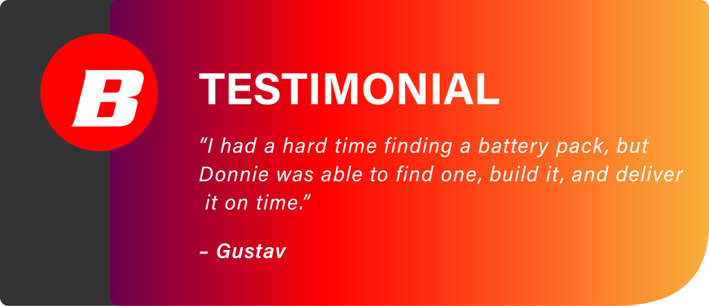 Testimonial from Gustav | Batteries Inc. Testimonial from Gustav